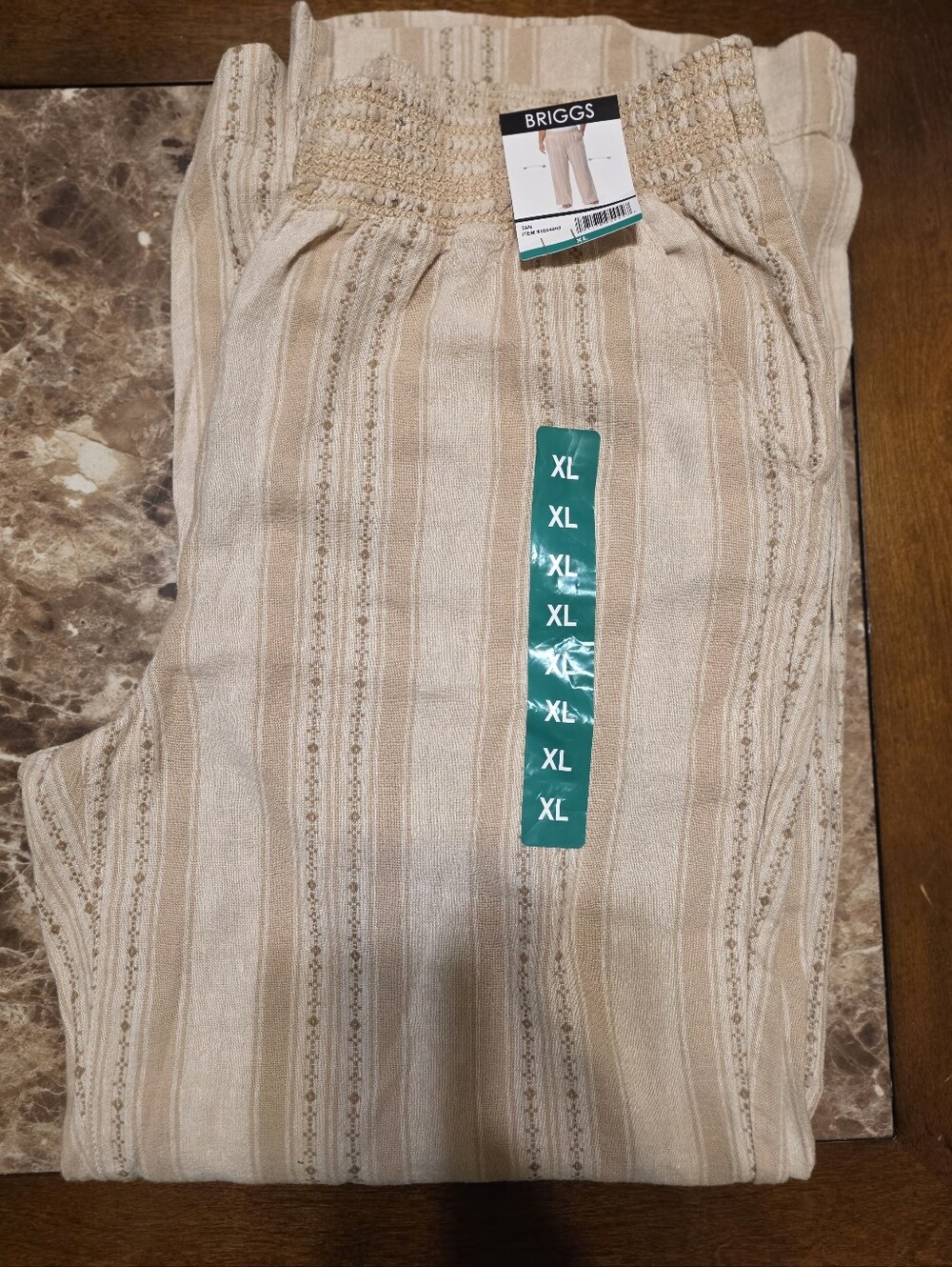 New Briggs Beige Linen Blend Pull-On Pants For Women Size XL